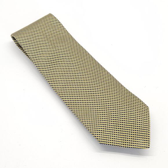 Brooks Brothers 346 Silk Tie Gold Blue Geometric Preppy Academia Office USA EUC - Picture 2 of 4